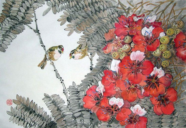 Китайская живопись Николай Мишуков. рисовая бумага, минеральные краски, тушь 41см x 68см 2012 г