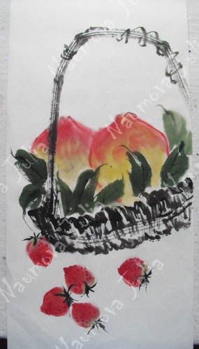 Уроки китайской живописи: корзинки и фрукты